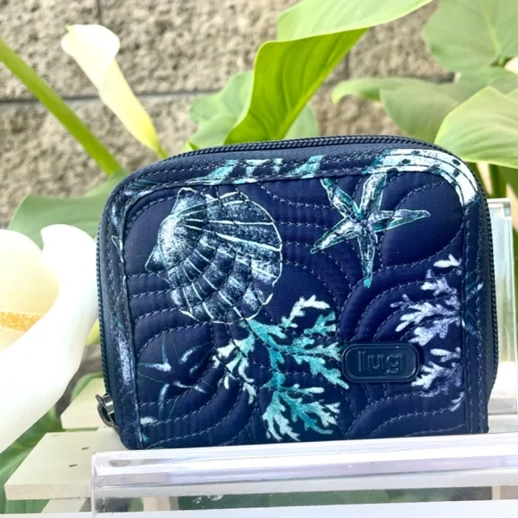LUG “Splits” Wallet Navy Blue Sea Life Quilted RFID Compact Wallet - Picture 11 of 11